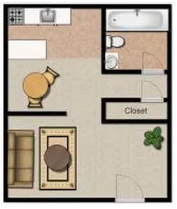 Studio • 1 Bath floor plan